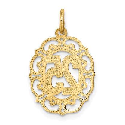 14K Gelbgold # 25 in Oval Anhänger