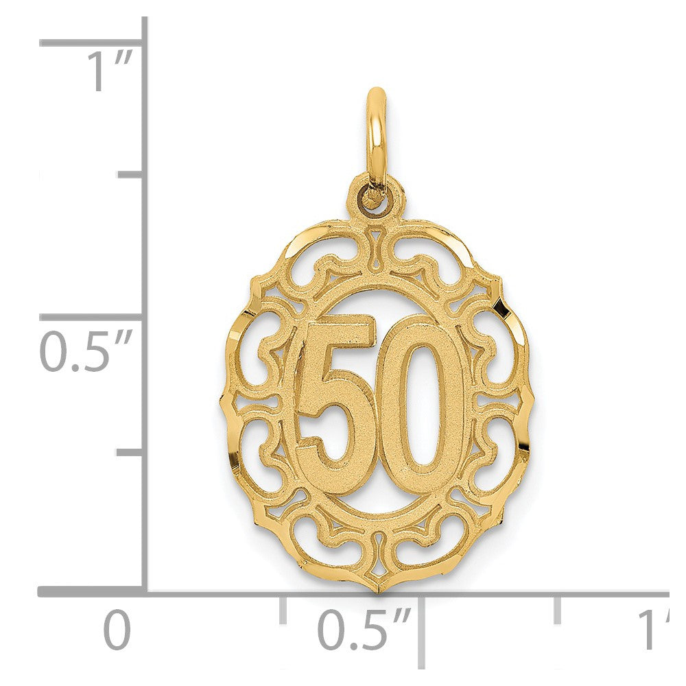 14K Gelbgold #50 in Oval Anhänger