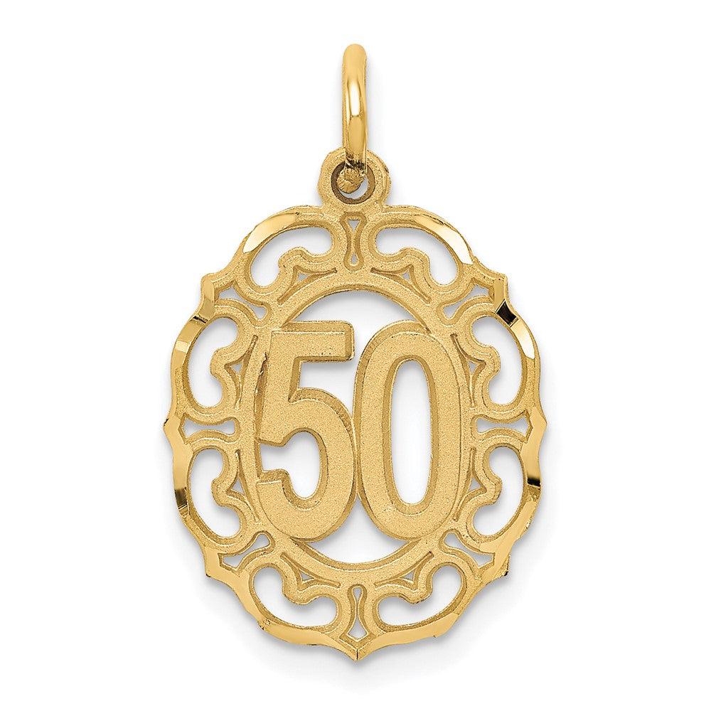 14K Gelbgold #50 in Oval Anhänger
