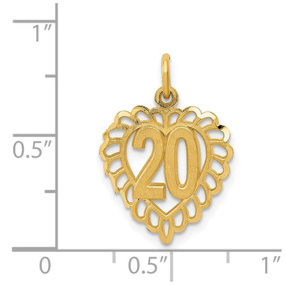 14K Gelbgold 20 in Herz Charm