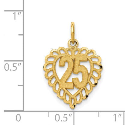 14K Gelbgold 25 in A Herz Charm