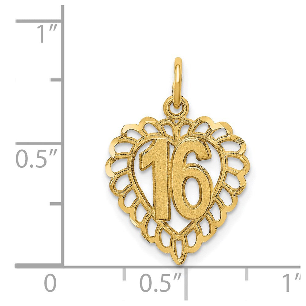 14K Gelbgold 16 in A Herz Charm