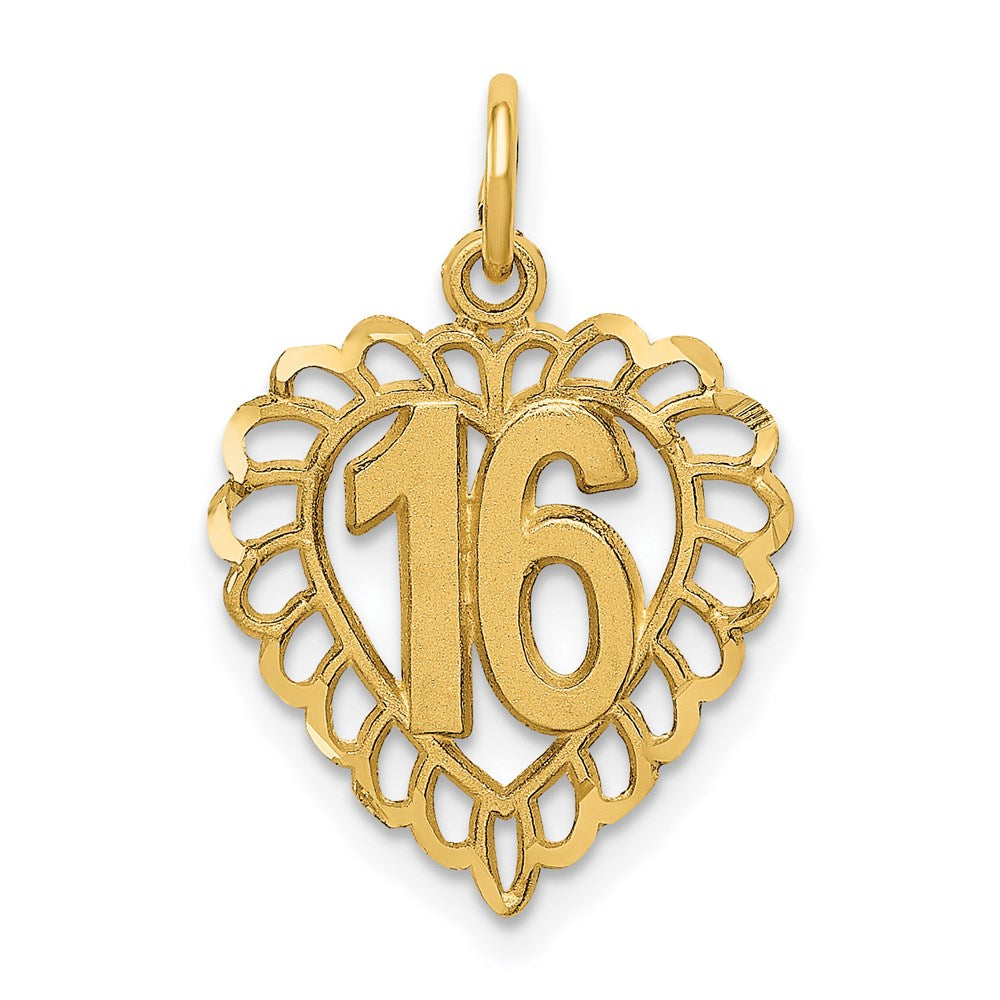 14K Gelbgold 16 in A Herz Charm