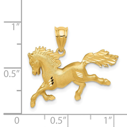 14K Gelbgold Anhänger „Pferd" satiniert, diamantiert