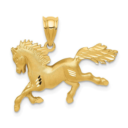 14K Gelbgold Anhänger „Pferd" satiniert, diamantiert