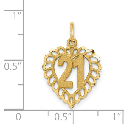 14K Gelbgold 21 in Herz Charm