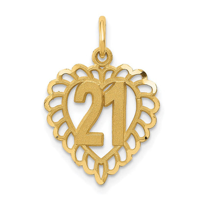 14K Gelbgold 21 in Herz Charm