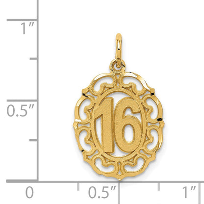 14K Gelbgold #16 in Oval Kreis Anhänger