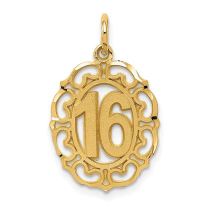 14K Gelbgold #16 in Oval Kreis Anhänger