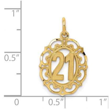 14K Gelbgold Diamantiert 21 in Oval Anhänger