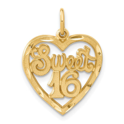 14K Gelbgold "SWEET 16" Charm in Herzform