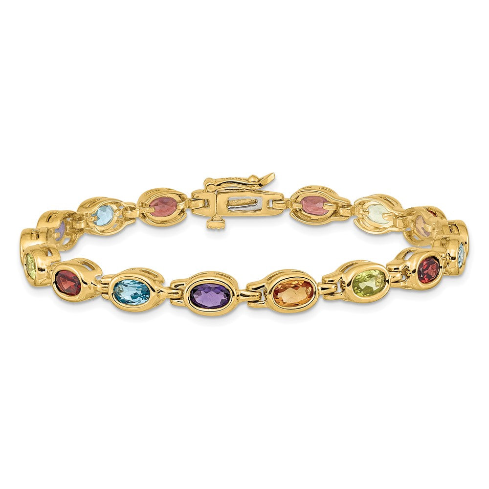 14K Gelbgold Anhänger mit Schachbrettschliff-Peridot und Diamant