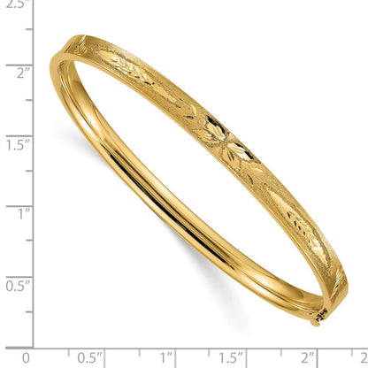 14K Gelbgold 3/16 Oversize Diamantiert Konkav Klappbar Armreif Armband