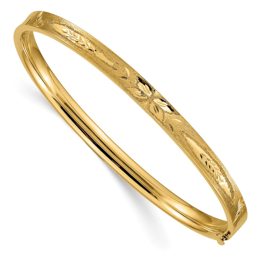 14K Gelbgold 3/16 Oversize Diamantiert Konkav Klappbar Armreif Armband