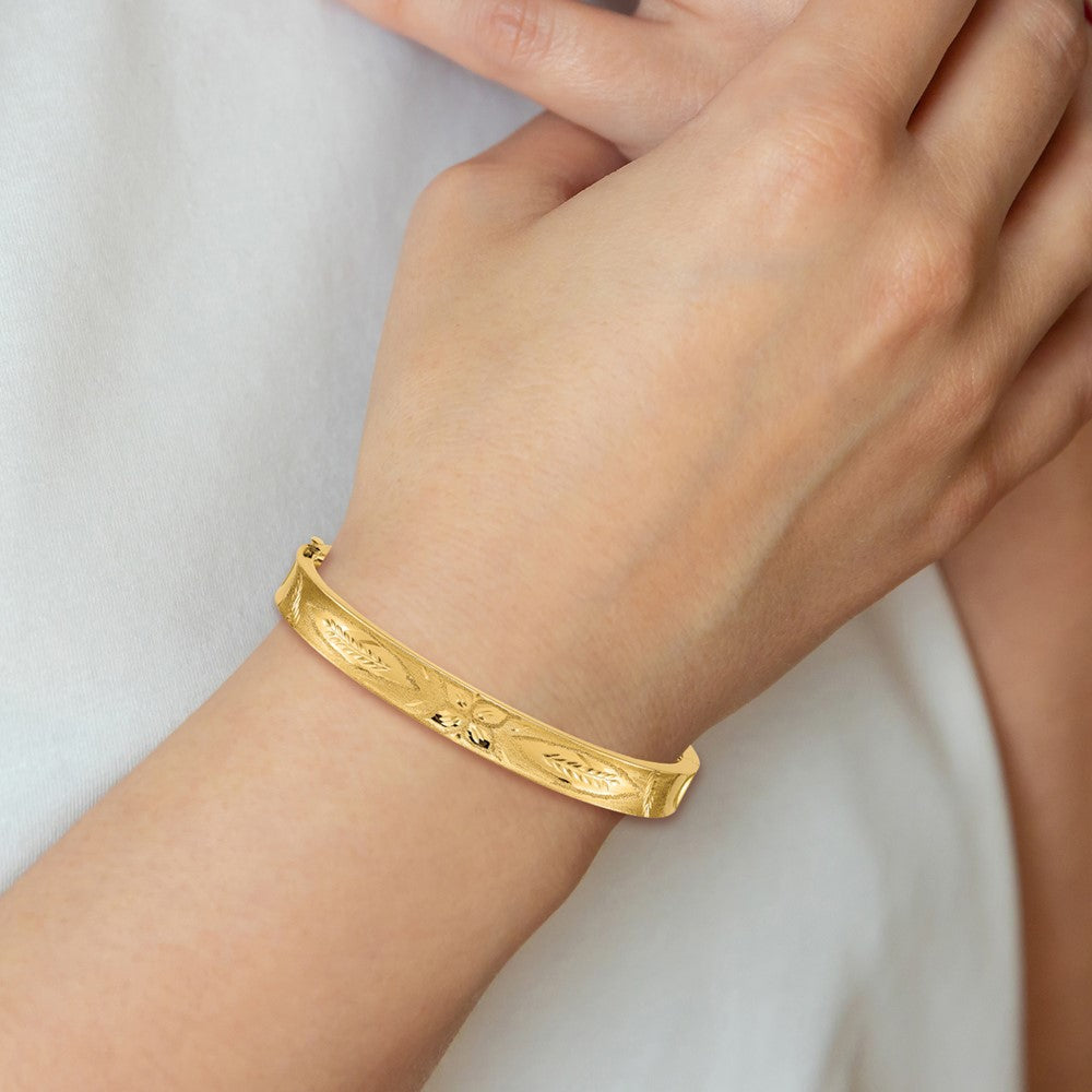 14K Gelbgold 5/16 Oversize Diamantiert Konkav Klappbar Armreif Armband