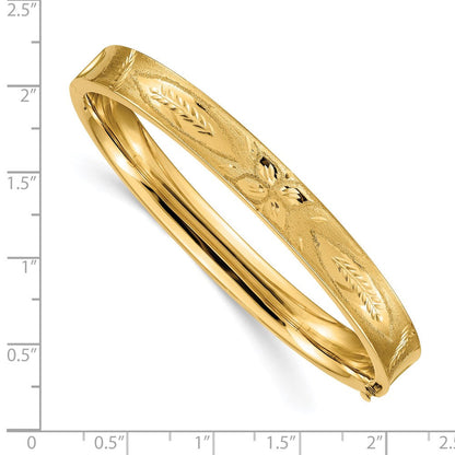 14K Gelbgold 5/16 Oversize Diamantiert Konkav Klappbar Armreif Armband