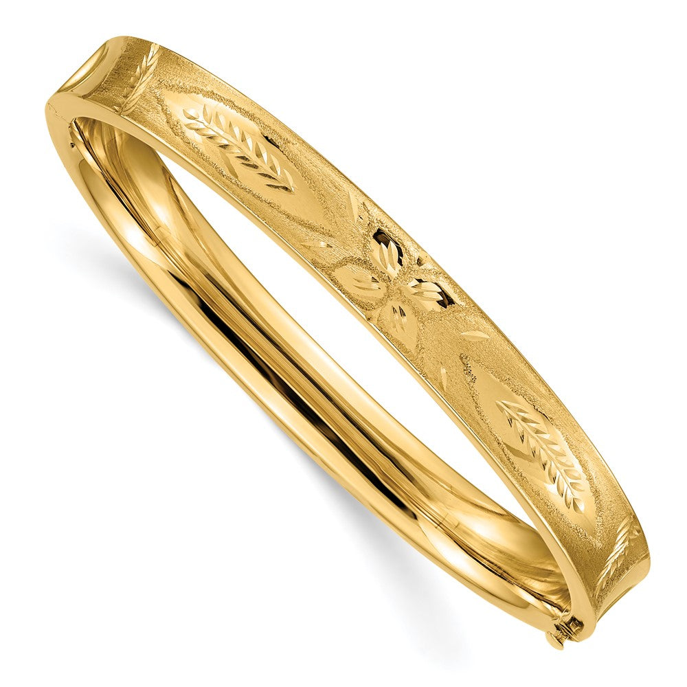 14K Gelbgold 5/16 Oversize Diamantiert Konkav Klappbar Armreif Armband
