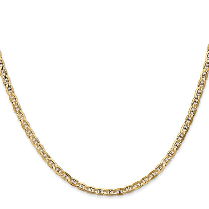 14K Gelbgold 3mm Konkav Anker mit Karabinerverschluss Halskette