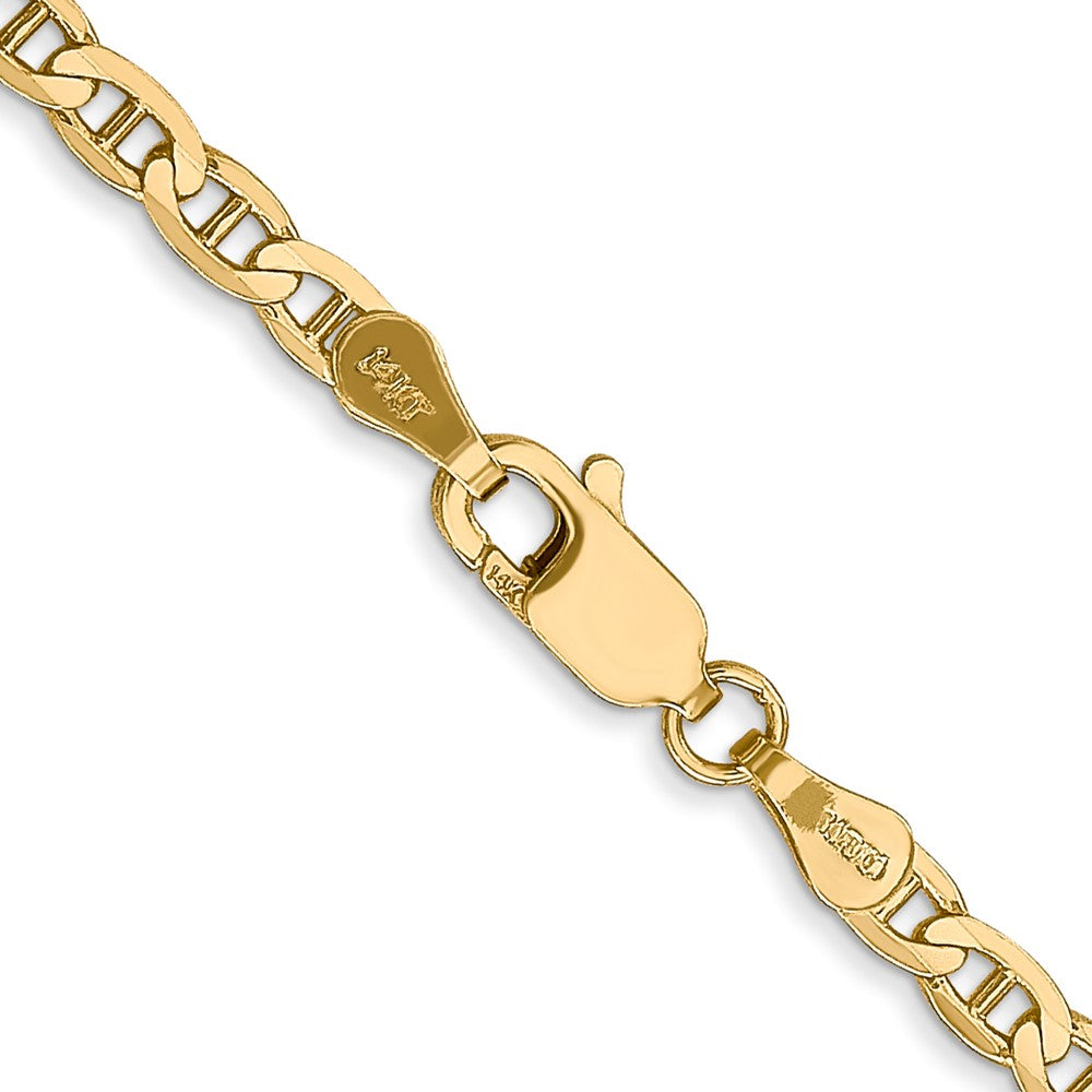 14K Gelbgold 3mm Konkav Anker mit Karabinerverschluss Halskette