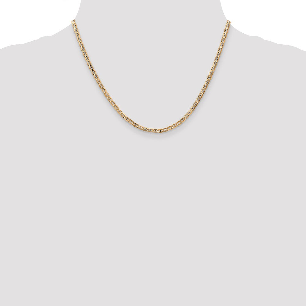 14K Gelbgold 3mm Konkav Anker mit Karabinerverschluss Halskette