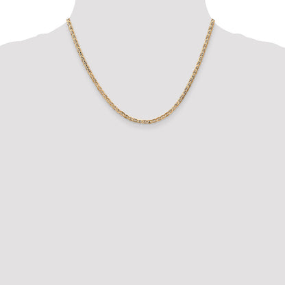 14K Gelbgold 3mm Konkav Anker mit Karabinerverschluss Halskette