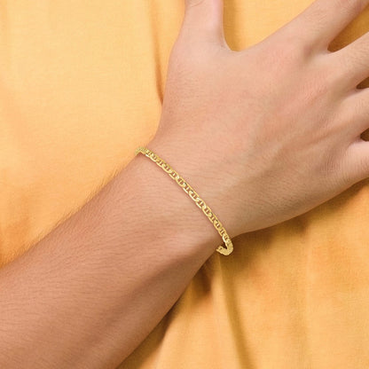 14K Gelbgold 3mm Konkav Anker mit Karabinerverschluss Kette Fußkettchen