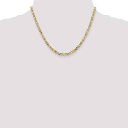 14K Gelbgold 3.75mm Konkav Anker mit Karabinerverschluss Halskette