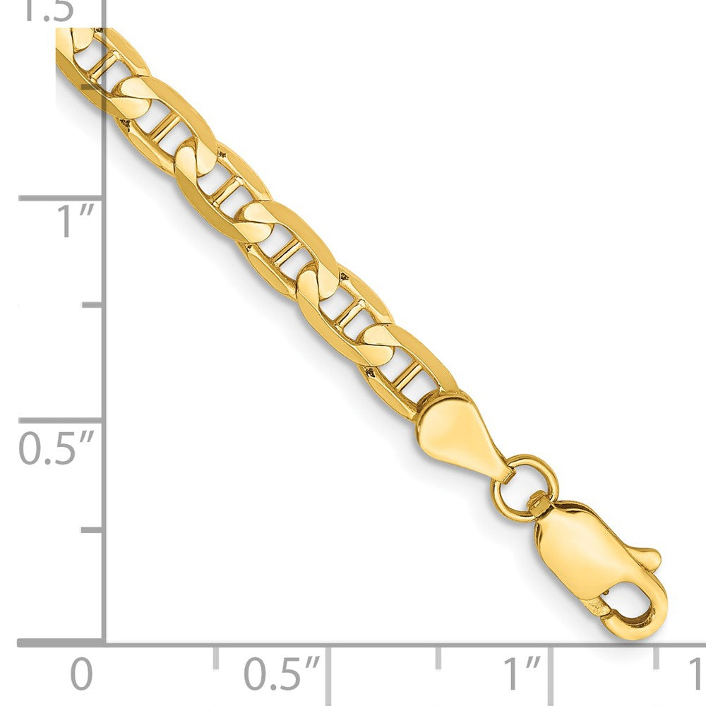 14K Gelbgold 3.75mm Konkav Anker mit Karabinerverschluss Gliederarmband
