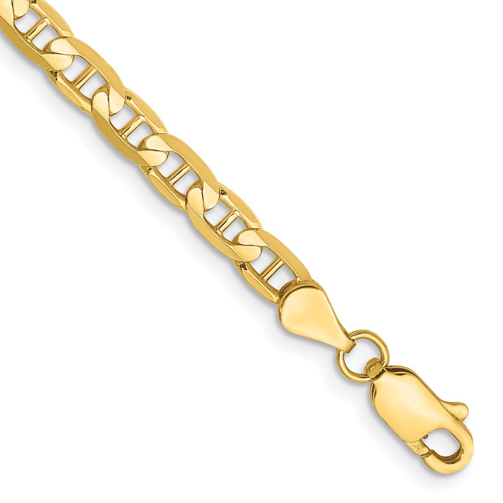 14K Gelbgold 3.75mm Konkav Anker mit Karabinerverschluss Gliederarmband