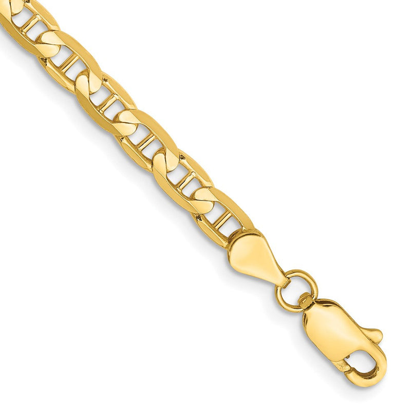 14K Gelbgold 3.75mm Konkav Anker mit Karabinerverschluss Gliederarmband