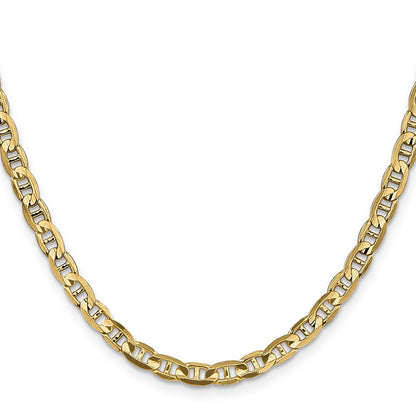 Massiv 14K Gelbgold 4.5mm Konkav Anker mit Karabinerverschluss Halskette