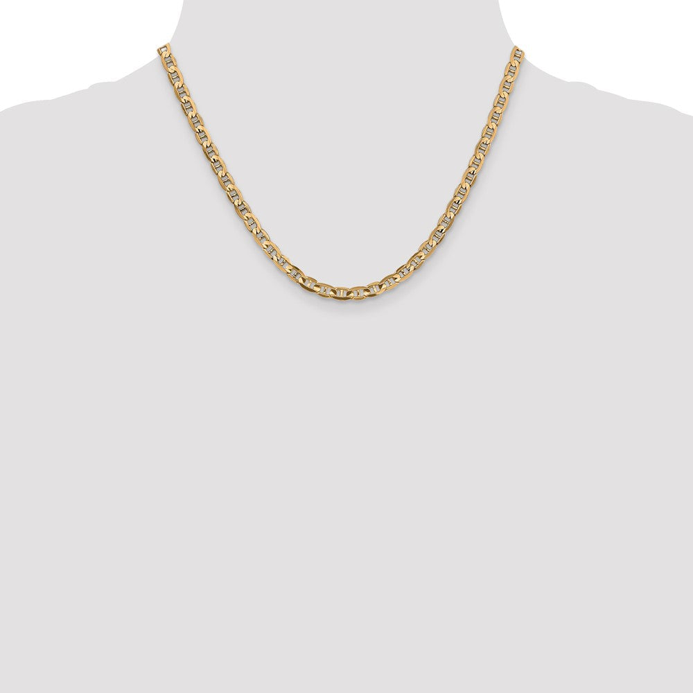 Massiv 14K Gelbgold 4.5mm Konkav Anker mit Karabinerverschluss Halskette