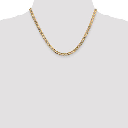 Massiv 14K Gelbgold 4.5mm Konkav Anker mit Karabinerverschluss Halskette