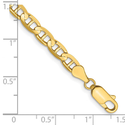 Massiv 14K Gelbgold 4.5mm Konkav Anker mit Karabinerverschluss Kette Fußkettchen