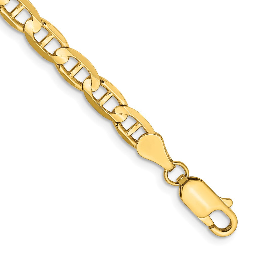 Massiv 14K Gelbgold 4.5mm Konkav Anker mit Karabinerverschluss Kette Fußkettchen
