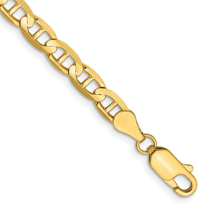 Massiv 14K Gelbgold 4.5mm Konkav Anker mit Karabinerverschluss Kette Fußkettchen