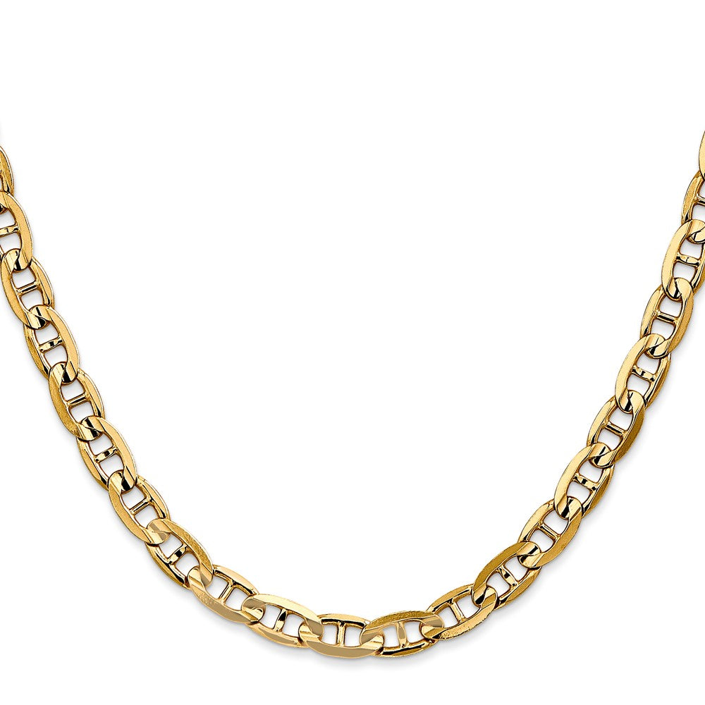 Massiv 14K Gelbgold 5.25mm Konkav Anker mit Karabinerverschluss Halskette