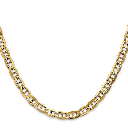 Massiv 14K Gelbgold 5.25mm Konkav Anker mit Karabinerverschluss Halskette