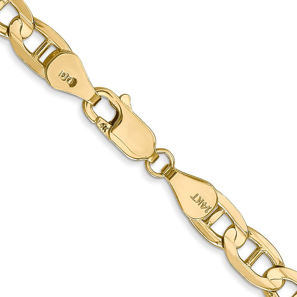 Massiv 14K Gelbgold 5.25mm Konkav Anker mit Karabinerverschluss Halskette