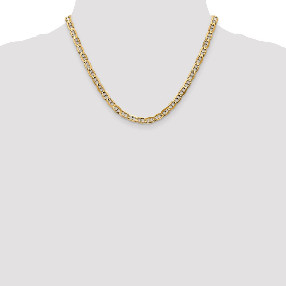 Massiv 14K Gelbgold 5.25mm Konkav Anker mit Karabinerverschluss Halskette