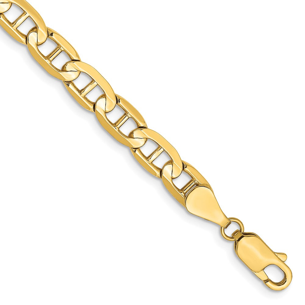Massiv 14K Gelbgold 5.25mm Konkav Anker mit Karabinerverschluss Gliederarmband