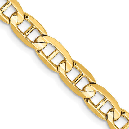 Massiv 14K Gelbgold 5.25mm Konkav Anker mit Karabinerverschluss Halskette
