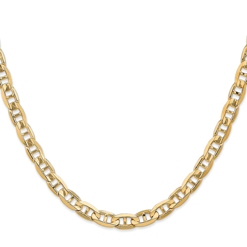 Massiv 14K Gelbgold 6.25mm Konkav Anker mit Karabinerverschluss Halskette