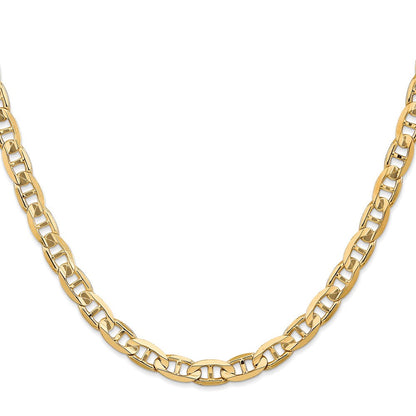 Massiv 14K Gelbgold 6.25mm Konkav Anker mit Karabinerverschluss Halskette