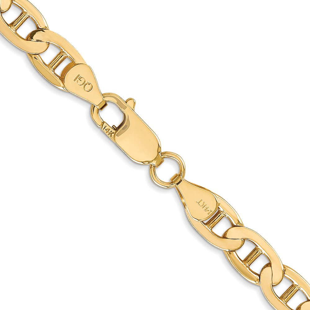 Massiv 14K Gelbgold 6.25mm Konkav Anker mit Karabinerverschluss Halskette