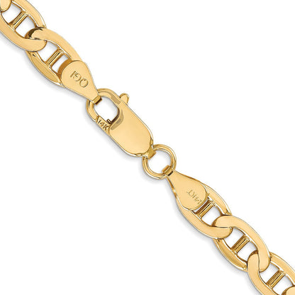 Massiv 14K Gelbgold 6.25mm Konkav Anker mit Karabinerverschluss Halskette