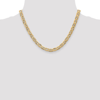 Massiv 14K Gelbgold 6.25mm Konkav Anker mit Karabinerverschluss Halskette