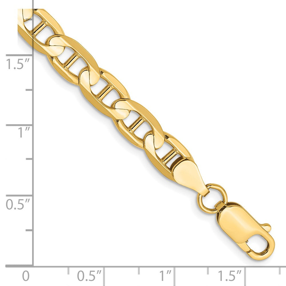 Massiv 14K Gelbgold 6.25mm Konkav Anker mit Karabinerverschluss Gliederarmband