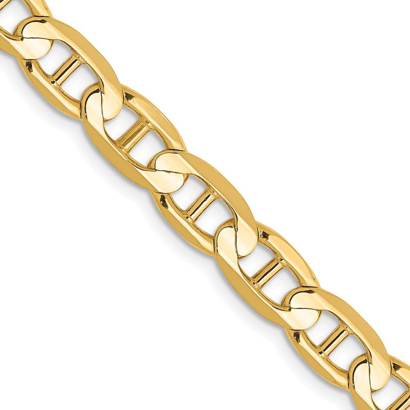 Massiv 14K Gelbgold 6.25mm Konkav Anker mit Karabinerverschluss Halskette
