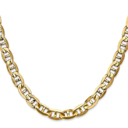 Massiv 14K Gelbgold 7mm Konkav Anker mit Karabinerverschluss Halskette